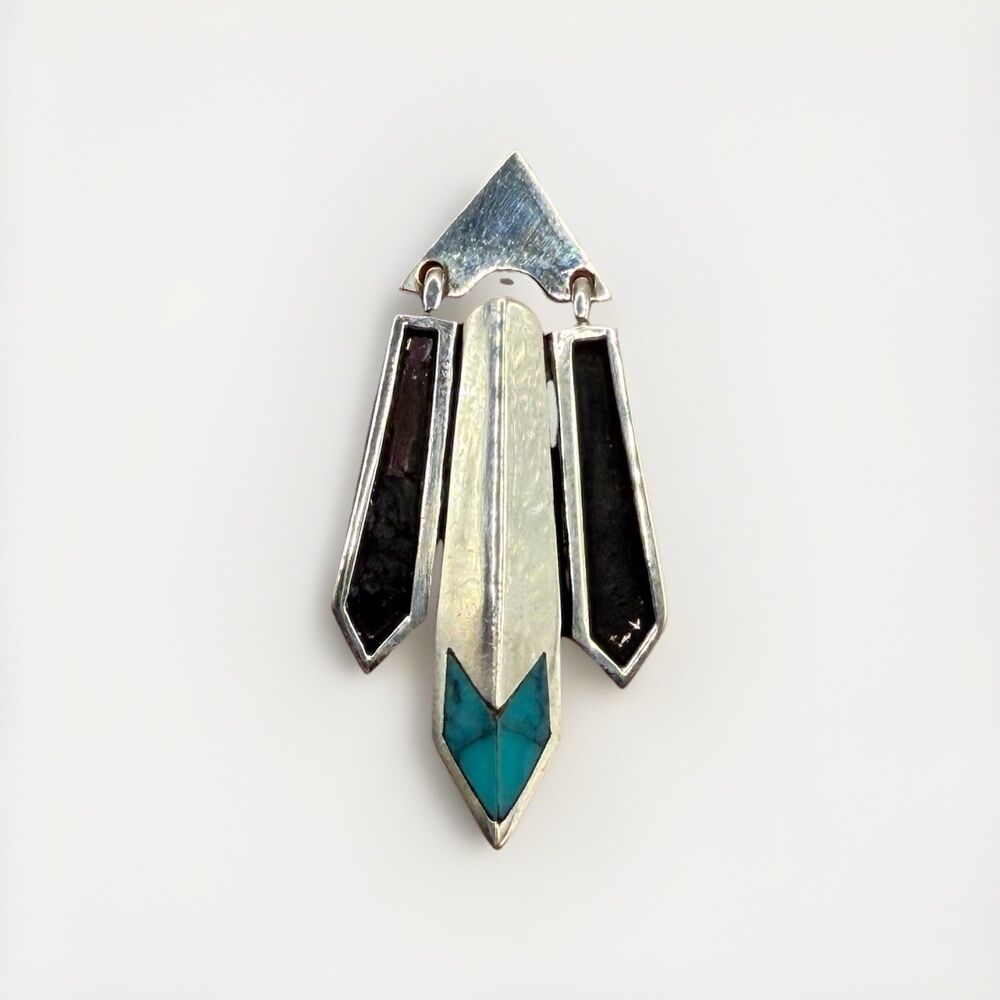 925 Victor Jaimez Turquoise & Onyx Movable Pendant